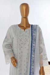 Bin Saeed Stitched 3 Piece Luxury Plain Cotton Collection-LF-065-A-Sky